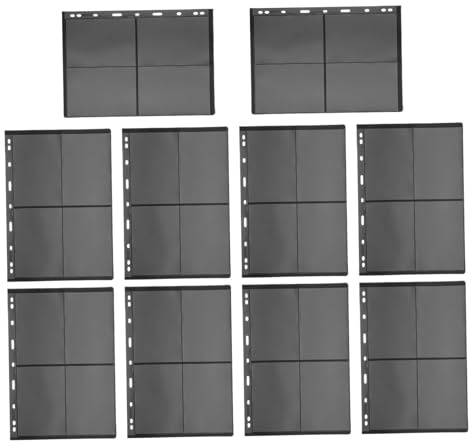 CORHAD Páginas de Sellos de Doble Cara Pvc Negras 10 Hojas para Álbum de Colección de Sellos 9 Agujeros, Almacenamiento Versátil para Monedas y Billetes Coleccionables