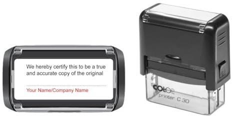 Handy Stamps Certified True Copy Self Inking Stamp 47mm x 18mm with Your Company Name Added