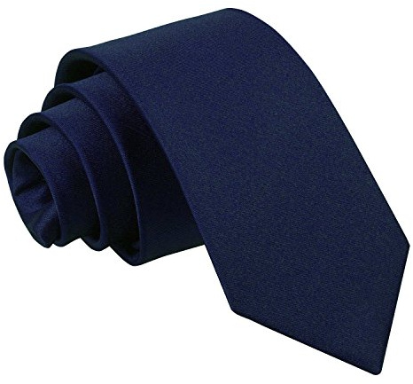 DQT Boys Plain Satin Tie Necktie 7-12 Years - Wedding Pageboy Formal - Navy Blue