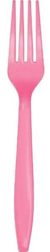 Creative Converting Touch of Color Premium 24 Count Plastic Forks, Candy Pink