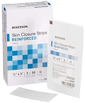 McKesson Skin Closure Strips, Sterile, Reinforced, 1/4 in x 3 in, 200 Count