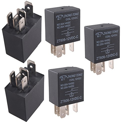 Mintice 5 X 30A 12V 5Pin Car Vehicle Auto Relay Kit For Electric Fan Fuel Pump Heavy Duty SPDT