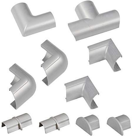 Raccords à clipser pour D-Line goulotte moulure Mini | Joindre plusieurs goulottes de 30x15mm | Multipack de 10 pièces raccords de goulotte électrique | Effet Aluminium