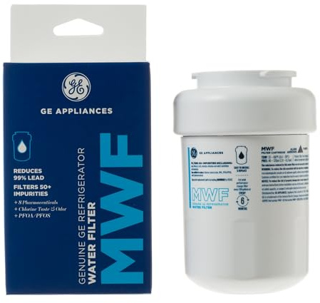 GE MWF Refrigerator Water Filter, Genuine Replacement Filter, Certified to Reduce Lead, Sulfur, and 50+ Other Impurities, Replace Every 6 Months for Best Results, Pack of 1