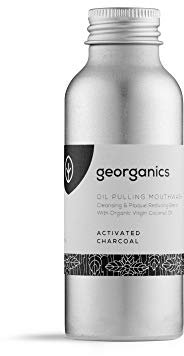 Georganics Oil Pulling Mouthwash Fluoride Free Teeth Whitening Oil Activated Charcoal 100ml