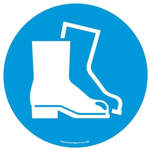 Floor Graphic Markers Without Text - Floor Adhesive Sign, Warning Stickers, Safety Sign - 430mm dia. - Protective Footwear