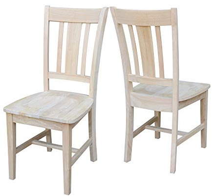International Concepts San Remo Slat Back Chairs, Solid Parawood, Unfinished (Set of 2)