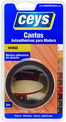 Ceys - Cantos Autoadhesivos para Madera - Máxima adherencia sin plancha - Color Wengé - 19mm x 5m