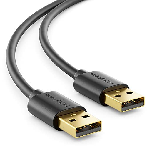 deleyCON 0,5m USB 2.0 Kabel A-Stecker - High Speed - Schnelle und Sichere Datenübertragung - Passgenaue Stabile USB-Stecker - Abwärtskompatibel - Schwarz