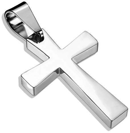Bungsa Kreuz Anhänger Silber I Unisex Anhänger Kreuz Silberfarben aus 316L Edelstahl