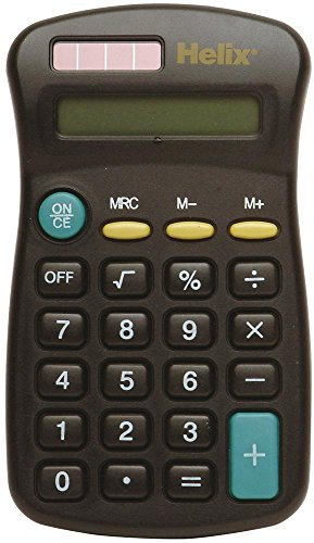 Helix Oxford Basic Calculator - Suitable for Key Stage 1 and 2 Maths - 8 Digit Display - Black