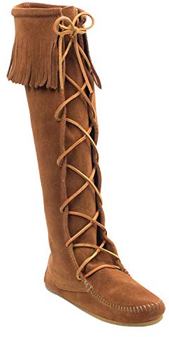 Minnetonka Women's Front Lace Knee High Boots, Brown, 8 M US