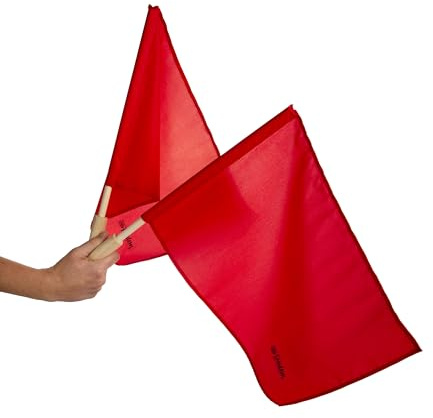 Tandem Sport Red Linesman Flags - Referee Flags with Wooden Handles - Set of 2 with Carrying Bag