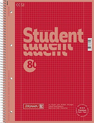 BRUNNEN Collegeblock Premium Student Colour Code | A4, Lineatur 28, 80 Blatt, red