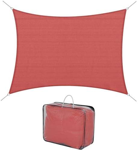 Outsunny Voile d'ombrage rectangulaire 4x6m Toile ombrage extérieur Protection Anti-UV 185g/m² HDPE, pour Jardin terrasse extérieur Patio Piscine Balcon, Brique Terracotta