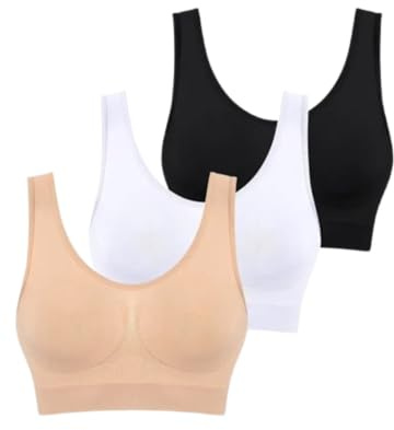 Boolavard The Ultimate Comfort Bra. Seamless Support Comfort Sport Stretch Action Leisure Black White (as8, Alpha, m, Regular, Regular)