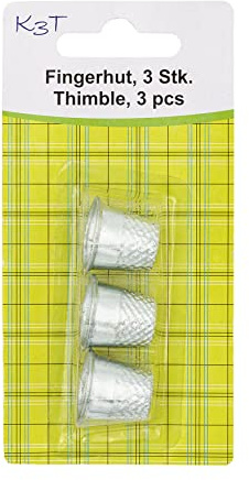 K3T 81940 Fingerhut 3er Packung, aus Metall, silberfarben, 1.7 x 1.8 x 1.8 cm