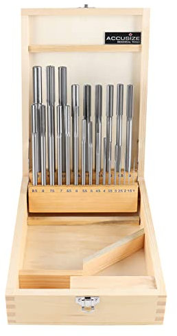 Accusize Industrial Tools 1-13 mm by 0.5 mm High-speed Steel Chucking Reamer Set in a Fitted Case, Set of 25 Pieces, 5500-SB00