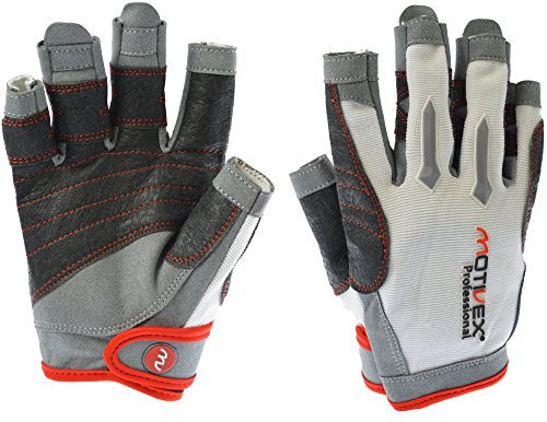 MOTIVEX® Professional Segelhandschuhe weiß/rot, Größe S