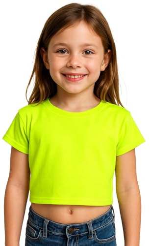 A2Z 4 Kids Girls Crop Top Plain T Shirt Soft Feel - New Crop Top Plain Neon Green 9-10