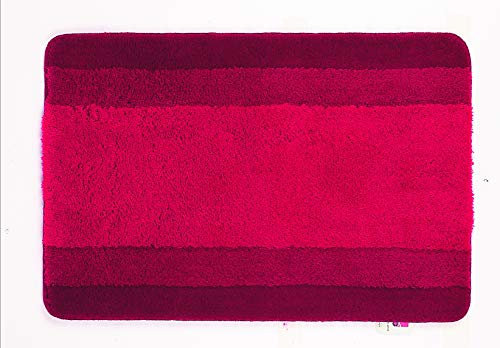 Spirella Badematte | kuscheliger Hochflor | Rutschfester Badvorleger | viele Größen | waschbar 40° | 90x60 cm | Rot