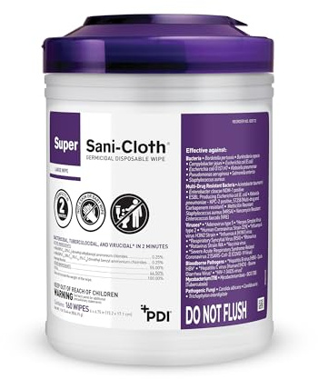 Professional Disposables Surface Disinfectant Super Sani-Cloth Wipes, 160Count
