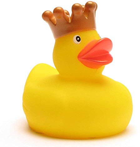 DUCKSHOP I Badeente mit Goldener Krone I Quietscheente I L: 7,5 cm I Quietscheentchen I Geschenk Jubiläum I Präsent Sammler