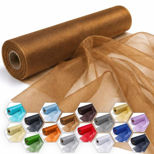 Trimming Shop Chocolate Brown Snow Sheer Organza Roll 25m x 29cm Fabric | Ideal for Christmas Event, Party Decoration, Fabric for Chair Bow Sash, Table Runner, DIY Craft Projects