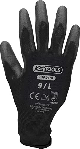 KS Tools 310.0470 Mikro-Feinstrickhandschuhe-schwarz, L, 12 Paar, 4042146256602