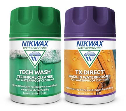 Nikwax TECH WASH & TX.DIRECT Twin Pack, Clean and Proof, Cleaning and Waterproofing, Value Pack - 150ml/100 ml