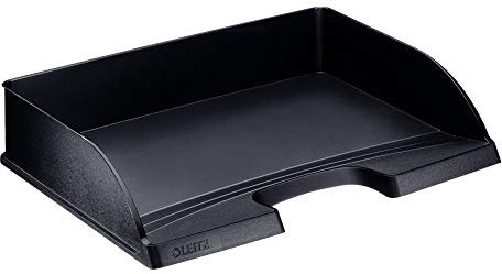 Leitz Briefkorb Querformat A4, Briefablage in Premium-Qualität, Stapelbares Ablagefach als Schreibtisch-Organizer, Kombinierbar mit Plus-Serie, Schwarz, 52180095