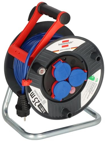 Brennenstuhl Garant IP44 Kabeltrommel (25m, Spezialkunststoff, kurzfristiger Einsatz im Außenbereich, Made in Germany) grau