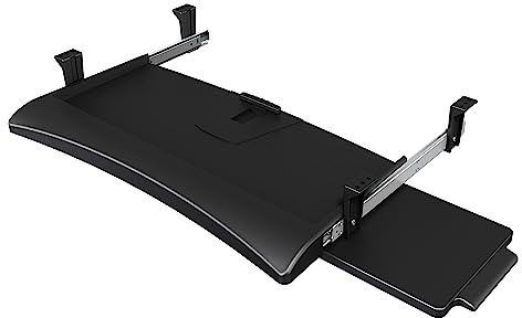 Dataflex Addit Tiroir Clavier et Souris 97.223 Noir, Plateau Extensible pour Clavier et Souris, pour claviers jusqu'à 520mm de Large, Tapis de Souris pour gauchers et droitiers