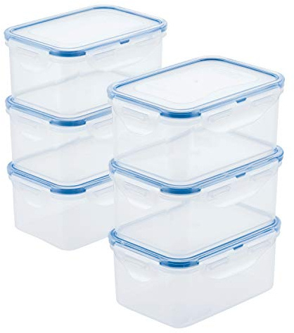 Lock & Lock Easy Essentials - Juego de recipientes de almacenamiento de alimentos, transparente, 20 onzas (paquete de 6)