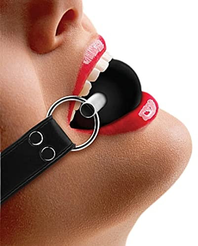 Ouch! by Shots Solid Ball Gag with Rubber Ball and Bar - Ballknebel Mundknebel an Lederband - schwarz, 1 Stück