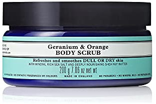 Neal's Yard Remedies Geranium and Orange Body Scrub | Cleanse Dull Skin to Feel Toned & Soft | 200g