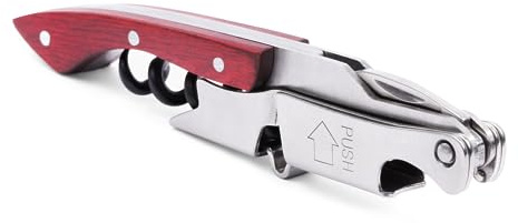 Pocket Prestige Waiters Corkscrew By Coutale Sommelier - Rosewood - French Patented Spring-Loaded Double Lever Wine Bottle Opener for Bartenders and Gifts - Sharp Micro-Serrated Knife