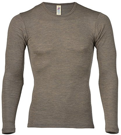 Herren Unterhemd langarm, Wolle & Seide, Engel natur, Gr. 50/52 (Walnuss)