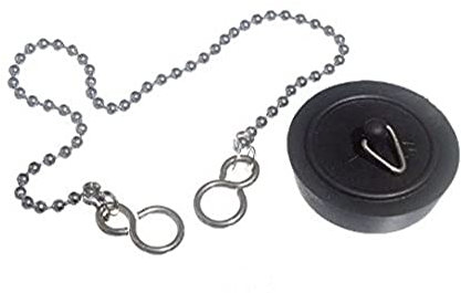 Merriway BH04748 Bouchon de lavabo 38 mm avec chaîne chromée de 300 mm et crochet en S Noir