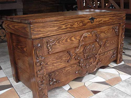 DECOCRAFT Caja de madera para manta, mesa de café, baúl vintage, caja otomana de madera (JUL3)