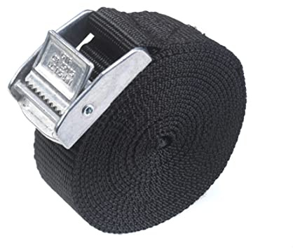 Direct Manufacturing 1 x Lifting straps cam buckle 2.5m x 25mm black / 250kg Cargo luggage roof rack strap