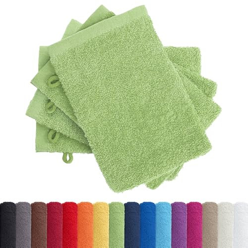 AR Line 4er Pack zum Sparpreis, Frottier Handtuch-Serie - in 7 Größen und 16 Farben 100% Baumwolle 500 g/m², 4er Pack Waschlappen (15x21 cm) in Apfelgrün
