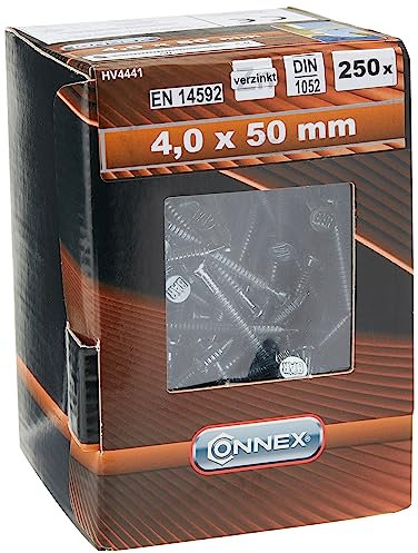 Connex Ankernägel 4,0 x 50 mm - 250 Stück - Verzinkt - Profilierter Schaft - Aufbewahrung in wiederverwendbarem Karton - Ideal für tragende Verbindungen / Rillennägel / Kammmnägel / Großpack / HV4441