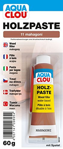 Clou Holzpaste Holzspachtel: innen Holz Spachtelmasse zum Ausbessern von Löchern, Dellen, Rissen in Möbeln, Türen, Parkett und Laminat - mahagoni, 60 g