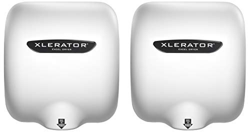 XLERATOR Excel Dryer XL-BW 1.1N High Speed Commercial Hand Dryer, White Thermoset Cover, Automatic Sensor, Surface Mounted, Noise Reduction Nozzle, LEED Credits, 208/277 Volts (2 Pack)