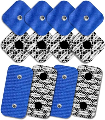 TENSPAD SILVER Premium-elektroder silver – 100 % kompatibel med Compex Snap (set med 12 elektroder (8 + 4 stora) – 2 SNAP)