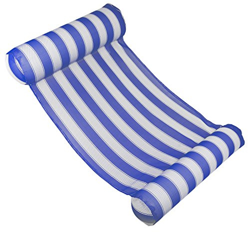 Poolmaster Water Hammock Inflatable Pool Floats for Adults, 4-in-1 Hammock, Saddle, Lounge or Drifter with Quick-Dry Mesh Fabric, 12-Gauge Vinyl Support, Blue