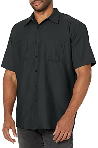 Red Kap Men's Short Sleeve Industrial Work Shirt, Charcoal, XXXXXL