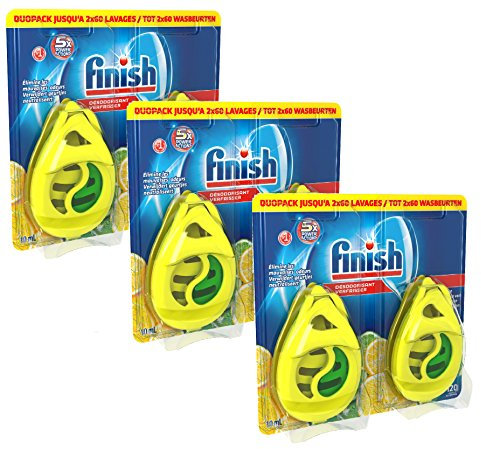 Finish Dishwasher Freshener Lemon & Lime | Pack of 6 | Lasts upto 60 Washes each | 6 x 60 washes | With 5X Power Action