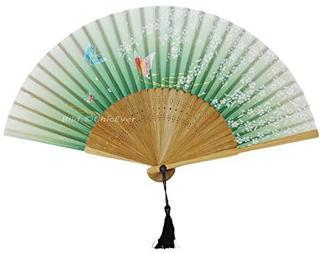 CHICEVER Fächer Handfächer aus Bambus & Stoff 7295